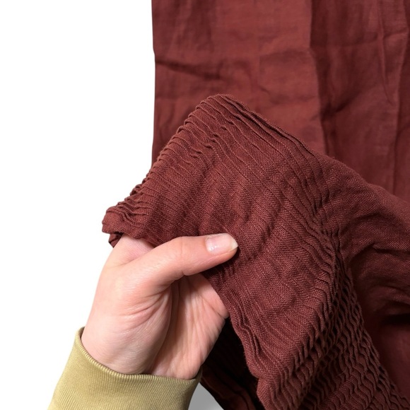 Krista Larson 100% Linen Lagenlook Midi Skirt Bohemian Terracotta Red - Picture 7 of 13